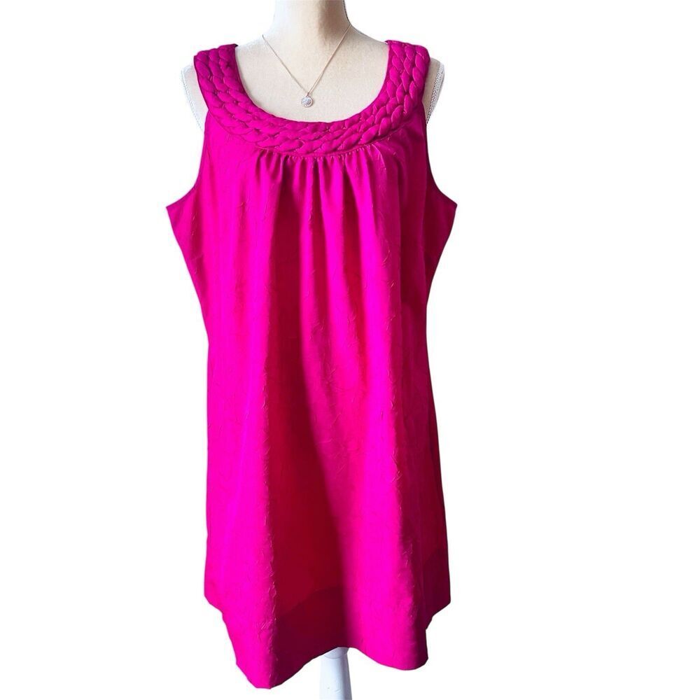 Lane Bryant Hot Pink Tunic Dress Size 18 Crinkled Halter Side Pockets